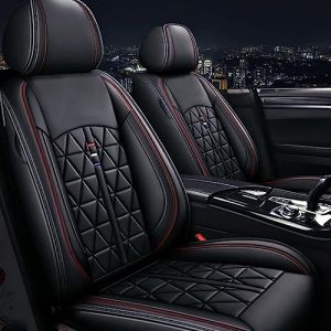 Housses de siège Avant 2 pièces Noires pour VW Amarok, Bora, Golf, Golf Plus, Golf SV, Jetta, Passat, Polo, Tiguan – Cuir synthétique, résistantes à l'usure et Respirantes (Jun-Mu, neuf)