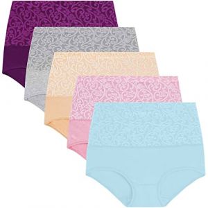 Sonnena Lot De 5 Culotte Antibactérienne Culotte dim Femme Coton Culotte Anti Fuite Culotte Gainante Femme Ventre Plat Culotte Femme sans Couture Culotte Menstruelle Culotte Taille Haute (extensivc, neuf)