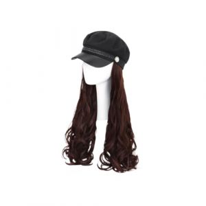 GANAZONO Postiche Et Chapeau D&rsquo;une Seule Pi&egrave;ce 1 Unit&eacute; Taille Unique Cheveux Synth&eacute;tiques Longs Boucl&eacute;s Marron Clair Femme Cosplay F&ecirc;te Carnaval Mariage (JUNEE, neuf)