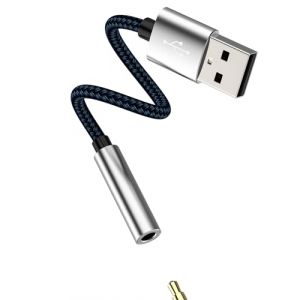 WASRUYI Adaptateur Mâle USB vers Jack Femelle 3.5mm AUX DAC Audio Câble Écouteur Prise HiFi Son Externe Dongle Microphone Parleur Casques Car pour PC PS5 PS4 Dongle (limeimeizhuang, neuf)