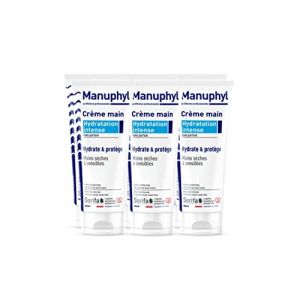 SORIFA - Lot de 6 Manuphyl Crème mains Hydratation Intense - Hydratante et protectrice - Mains sèches et sensibles - Non grasse, sans parfum, enrichie en allantoine et protéines de blé - Tube 100 ml (DERMACARE-PRO, neuf)