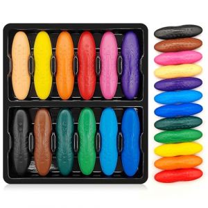 Gemtte Crayon Bebe 12 Mois, Mes Premiers Crayons de Cire Cacahu&egrave;te pour Tout Petits &agrave; Partir de 1 An, 12 Couleurs, Non Toxique, Facile &agrave; Tenir, Lavable, Forme Crois&eacute;e S&ucirc;re (Aulese, neuf)