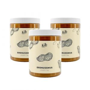 KoRo - Purée de cacahuètes - 3 x 1 kg de stock - Consistance crémeuse - Sans sucre ajouté - Fabriquée à partir de cacahuètes torréfiées 100% sans graisse. (KoRo Handels GmbH, neuf)