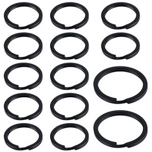 Uniclife 14 Pack Noir Anneaux Porte Clé Set de Anneau Porte Clés Plats de 25 mm et 32 mm Attache Porte-Clés en Acier Fort et Robuste pour L'organisation des Clés de Maison et de Voiture et Artisanat (Dinglang, neuf)