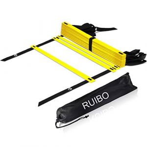 Ruibo &Eacute;chelle d'agilit&eacute; pour entra&icirc;nement de Vitesse, &eacute;chelles de Vitesse pour Football, Soccer et Autres Sports - Longueur : 6 m, 12 &eacute;chelons r&eacute;glables (Ruibop, neuf)