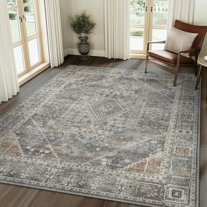 GENIMO Tapis Chambre Vintage Tapis Salon Oriental Doux Antid&eacute;rapant Lavable en Machine Tapis D&eacute;coratif de Style Moderne pour Entree Interieur, 160x230CM, Gris (GENIMO FR, neuf)