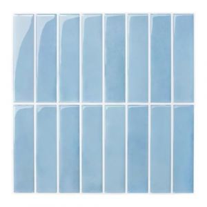 COMSTICKC Cr&eacute;dence Adh&eacute;sive Pour Cuisine Bleu, 10 Pi&egrave;ces Carrelage Adhesif Mural Salle de Bain, Vinyle 3D M&eacute;tro Autocollant Carrelage Adhesif, imperm&eacute;able, 30,5x30,5cm (Comstickc, neuf)