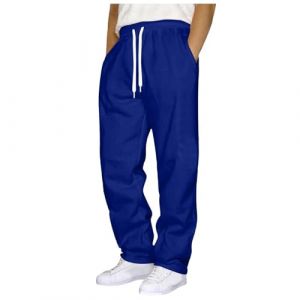 Jogging Homme Pantalon Baggy Sweatpants Mode Sport Pantalon de Surv&ecirc;tement Taille &Eacute;lastique Pants Large Workout Training Chaud Pants Poches Automne de surv&ecirc;tement Homme doubl&eacute; Polaire (Blue, XXXL) (anchuanj, neuf)