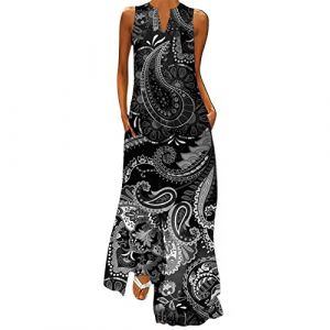 Robe de Plage Femme Ete Dentelle Courte Robe Ete Femme Longue Boheme Style Grande Taille Impression Vintage Robe Mousseline De Soie RéTro Robe Robe Dentelle Femme Robe 2023 Mode Robe Courte Femme (BAULMD（90% Big Promotion Without Discount Code ）, neuf)