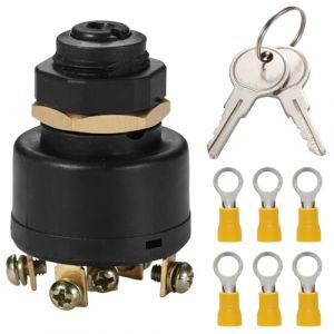 Greluma 1 Pièce Interrupteur d'allumage et de démarrage, interrupteur d'allumage robuste à poussoir pour starter, 6 vis, 3 positions, avec 2 clés et 2 à 5 bornes, kit pour bateaux à moteur hors-bord (Lumatech-EU, neuf)
