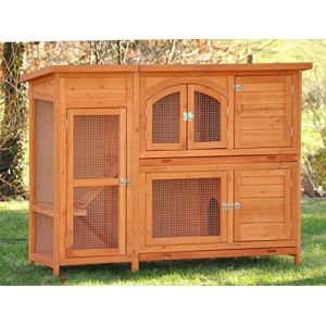 Clapier en Lapin spacieux/clapier Lapin ext&eacute;rieur Jumbo &ndash; imperm&eacute;able &ndash; Deux etages - Nettoyage Facile &ndash; 145 x 48 x 109 cm &ndash; Marron (nanook-shop, neuf)
