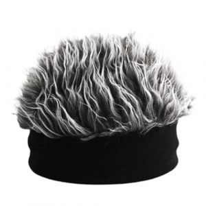 Chapeau de perruque pour hommes Nouveaut&eacute; Cheveux Casquette de baseball, Tricot&eacute; Hip-Hop Perruque Perruque, Cheveux Spike, Unisexe, Casquette de v&eacute;lo, Perruque de Cheveux Synth&eacute;tiques, gris, Siehe (qryoamy, neuf)