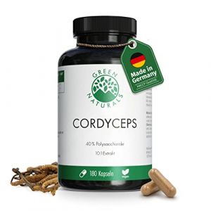 Cordyceps Sinensis - 400mg par dose journalière - IMPORTANT: Extrait 10:1 (=14000mg de Cordyceps par dose) +40% de polysaccharides bioactifs - Green Naturals® (Heilpflanzenwohl, neuf)