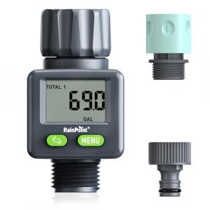 RAINPOINT Compteur d'eau Pratique pour Jardin - 4 Modes de Contrôle de Consommation, Débitmètre Numérique Rotatif à 180° pour Robinet/Appareil (tenghuada, neuf)