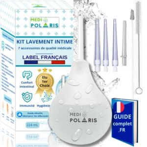 MEDIPOLARIS | Kit Poire à lavement translucide 224mL, 7 accessoires, dispositif médical cl.1, poire de lavement intime (Medipolaris, neuf)