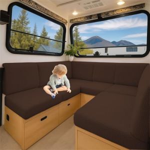 ZGDDPZA Couvre-Coussin Stretch pour siège de Caravane Housse antidérapante en Jacquard pour Banquette, canapé, lit de Camping-Car ou Salon intérieur (Marron foncé,L 165-200cm W 65-95cm) (ZGDDPZA, neuf)