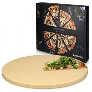 Navaris Pierre à Pizza Four XL - Pierre Pizza Ronde Ø 30,5 cm en Cordiérite avec Recettes - Pour Four Traditionnel au Bois Barbecue Grill Charbon (KW-Commerce, neuf)