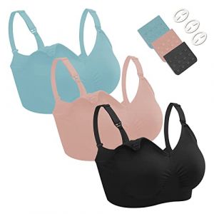 Dresime Soutien-Gorge d'allaitement 3PCS sans Couture Soutien Gorge Maternité sans Armature Bra de Grossesse avec Extra Extenseurs de Soutien-Gorge et Pinces pour Les Femmes (lishan us, neuf)