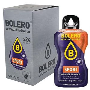 Bol&eacute;ro SPORT 24x3g | Jus en poudre sans sucre, &eacute;dulcor&eacute; &agrave; la st&eacute;via + vitamine C | pour enfants et sportifs | sans gluten, v&eacute;g&eacute;talien | saveur d'orange242 (Bolero Adria, neuf)