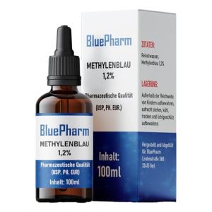 Bleu de méthylène 1,2 % - 100 ml de solution de qualité pharmaceutique (USP, Ph. Eur.) - Testé en laboratoire - Bleu de méthylène - BluePharm® fabriqué en Allemagne (truststore24, neuf)