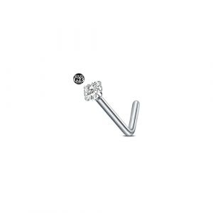 AceFun Piercing nez titane pour femmes hommes 2mm diamant forme L Stud nez 1 pi&egrave;ce G23 titane acier piercing nez Stud Nostril piercing bijoux avec oxyde zirconium cubique (Piercing Jewelry, neuf)