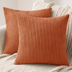 MIULEE Lot de 2 Decorative Housse de Coussin en Velours Côtelé Canapé Taie d'oreiller Douce pour Maison Salon Chambre Clic Clac 50x50cm Caramel (MIULEE HOME, neuf)