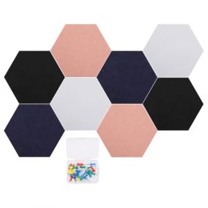 8 PièCes Tableau D'Affichage Feutre Auto-AdhéSif, Tableau En LièGe Mural, Panneau En Liege Mural Hexagonal Autocollant Liege Pour Notes, Photos, Publicité, Avec éPingles (Fortune Luck, neuf)