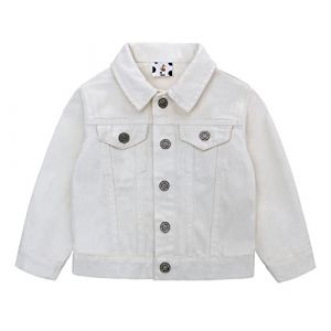 famuka Bébé Blousons Bébé Garçon Fille Veste Jean Bébé Garçon Fille Veste Denim Petit Enfant Veste Transition (Blanc, 24M) (FAMUKA HOME, neuf)