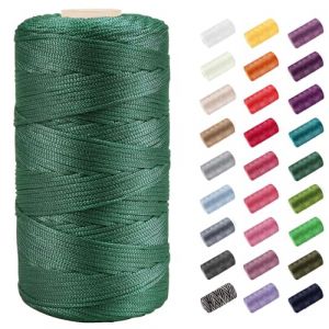 CAMAL Ficelle Nylon Fil Nylon 1.5mm Cordon Bracele 200m Corde Fine Corde pour Bracelet Fil Tress&eacute; pour Bricolage Artisanat, Bonnets, Sac Au Crochet (Vert Gazon) (CAMAL-UK, neuf)