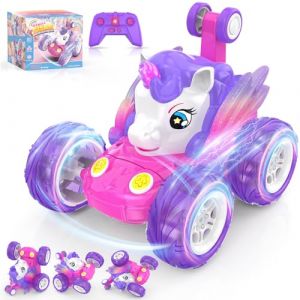 Voiture Telecommandée Fille 3 4 5 6 7 8 Ans, Jouet Licorne RC Stunt Car 360°Rotation Monster Truck Radiocommandee Jeux Enfant Intérieur Extérieur Cadeau Anniversaire Noel Véhicule Téléguidée Rose (BESD-BBBB LTD, neuf)