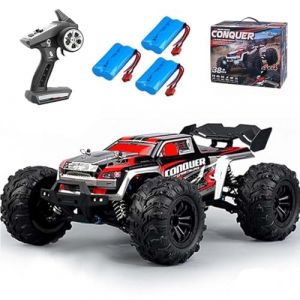 Ledovan Voiture t&eacute;l&eacute;command&eacute;e 1:16 50 km/h, moteur &agrave; balais de carbone 4WD, voiture radiocommand&eacute;e haute vitesse pour adultes, camion monstre &eacute;tanche, 2,4 GHz, tout terrain, tout-terrain, 3 batteries (ERCHO, neuf)