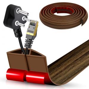 Goulotte de C&acirc;ble au Sol Auto-Adh&eacute;sive | Passage de C&acirc;bles Plat & Flexible | Protection Anti-Tr&eacute;buchement pour Bureau & Maison (Bois fum&eacute;, 5cm x 1m) (AnkeStar, neuf)