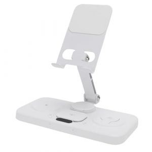 Generic 6 en 1 sans Fil pour Appareil IOS, Station de Charge Filaire Pliable 15 W avec R&eacute;veil et Lumi&egrave;re Ambiante 6 Couleurs pour Support de T&eacute;l&eacute;phone Portable (WHITE) (Liucunye-EU, neuf)