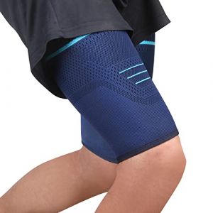 Manchon de Compression Cuisse pour Femmes et Hommes 2 Pièces Compression Supports de Cuisse Respirant Bandage Cuisse Soulager Douleurs Ischio Jambiers, Tensions Musculaires, Sport, (bleu, L) (RUILAIBAO US, neuf)