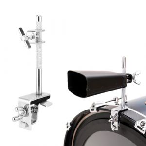Tiiyee Cowbell Hoop, Support Pour Cloche DiamèTre de Vache Kit Batterie Jazz Tambour Pince Multiple Cerceau Durable Ajustement Haut Ou Bas Montage Tambour Standard RéGlable Grosse Caisse Argent (Tinnije, neuf)