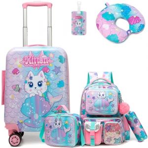 HTgroce Valise Enfant Chat avec 4 Roues Pivotante &agrave; 360&deg; - Fille, Cabine (Lldaily EUR, neuf)