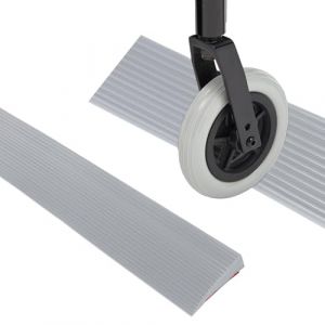 Rampe de seuil de porte, rampe de seuil, en PVC, surface antidérapante, en caoutchouc, pour fauteuil roulant, poussette, déambulateur ou scooter électrique (gris, 90 x 8 x 1 cm) (chaogeorich, neuf)