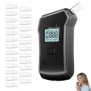 Ethylotest Electronique, Ethylotest, Ethylotest Electronique Homologué NF avec écran LCD Bleu Numérique, Ethylometre Portable pour la Maison et Les Fêtes, Alcootest Professionnel ave 25 Embouchures (CUBTEM EU, neuf)