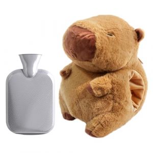 XPJBKC Bouillotte Capybara, Bouillotte Peluche avec 500 ml Amovible Bouillote, Ins&eacute;rable pour R&eacute;chauffer Les Mains, Animal Bouillotte eau Chaude pour Enfants, R&eacute;chauffe les Mains et Les Pieds (XKDEU, neuf)