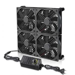GDSTIME Ventilateur PC 120mm 220V Ventilateur 230V 4 x 120mm Fan 220V &agrave; haut d&eacute;bit d'air avec 4V -12V Contr&ocirc;leur de Vitesse R&eacute;glable pour Routeur Laptop Meuble Bo&icirc;te TV (Gdstime, neuf)