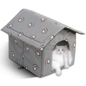 Niche pour Chat Exterieur, Pliable Imperm&eacute;Able Niche Chat Ext&eacute;Rieur R&eacute;Sistante &agrave; l'hiver, Niche Chien Exterieu pour Chats R&eacute;Sistante aux Intemp&eacute;Ries pour Animaux (Marques de Griffes Grises, L) (DeChu-EU, neuf)