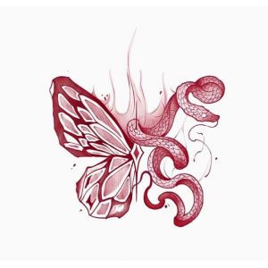 ARYU 2 PièCes Simulation Tatouage Rouge Serpent Papillon Dos Taille Cuisse Sexy Couleur Tatouage Autocollants Longue DuréE Lavable RéAliste 9 * 11 Cm (XCTT, neuf)