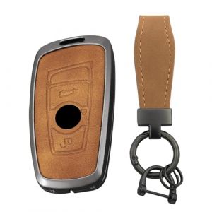 TECART Smart - Bo&icirc;tier de cl&eacute; en cuir - Convient pour BMW F20 F30 G20 F31 F34 F10 G30 F11 X3 F25 X4 I3 M3 1 3 5 Series - Accessoire de cl&eacute; de voiture - Porte-cl&eacute;s 3 boutons - Marron (Tecart Brand Store, neuf)