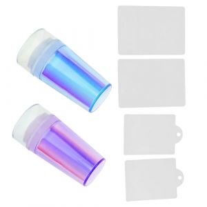 VILLCASE Kit de 2 Tampons &agrave; Ongles en Silicone Transparent Poign&eacute;e Iridescente 2 Pi&egrave;ces Accessoire de Manucure DIY pour Imprimer Motifs Nail Art Outil Compact pour D&eacute;coration d'Ongles (Farrar Fae, neuf)