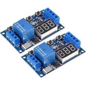 RUNCCI-YUN 2pi&egrave;ces 5V 12V 24V 36V DC Module De Relais Minuterie,Interrupteur de Minuterie &agrave; Retard de Cycle de D&eacute;clenchement Module de Relais Marche/Arr&ecirc;t avec Affichage &agrave; LED,C USB 5V (RUNCCI-YUN, neuf)