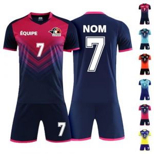 Maillot Football Personnalis&eacute;，Maillot de Foot Enfant Homme FemmePersonnalis&eacute;, Personnalis&eacute; Nom, Num&eacute;ro, Logo de l'&eacute;quipe (Bleu Saphir) (VeroSpace France, neuf)