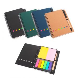 ZHERIKAH Lot de 4 Carnet de Notes Lign&eacute;es, Cahier Spirale A6 pour Femmes et Hommes, Bloc Note avec Post it et Stylo Bille, Mat&eacute;riel de Bureau, Fourniture Scolaire, Accessoires de Bureau (JIAYINGING, neuf)