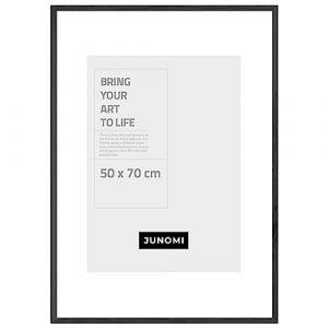 JUNOMI® Cadre photo 50 x 70 cm bois noir | Cadre photo noir avec verre plexi incassable | Cadre photo bois (kizibi, neuf)