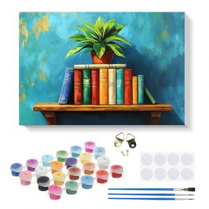 RICUVED étagère à livres Peinture par Numéros Adultes et Enfants avec Cadre en Bois–Fleur Peinture à l'huile, Kit DIY Pinceaux, Peintures, Décoration Murale Facile 20x30cm (FANDIJIA, neuf)