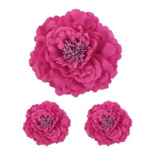 QUARKZMAN 3 Pcs Fleurs De Pivoine Barrette &Agrave; Cheveux, 4.7 Inch Fleur Artificielle En Tissu Pour Femmes &Eacute;pingles &Agrave; Cheveux Corsage DIY Artisanat V&ecirc;tements MariageF&ecirc;te, Rose Rouge (QUARKZMAN, neuf)